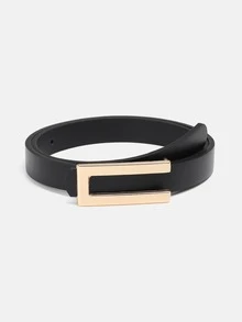 1 pezzo Cintura casual in PU (poliuretano) di colore tinta unita per donna, fibbia rettangolare, adatta per uso quotidiano, estate, scuola, autunno, Ognissanti - A - Visualizzare 22