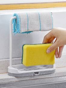 1pc Kitchen Sink Organizer Caddy,Double Layer Dish Cloth Sponge Holder,Countertop Drying Rack,Space Saving,Quick Dry,Kitchen Cleaning Supplies Storage,Home Use For Housewives/Househusbands,Plasti,Gray,Sink Side,Compact & Portable,Good Helper For Kitchen Storage.