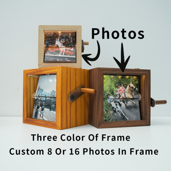 1pc Customizable 8-Photo Or 16-Photo Hand Cranked Picture Frame, 3 Frame Colors Available, 10CM Large Size (No Lighting Effect) - Personalized Photo Gift, Family Member Gift, Valentine's Day Gift, Mother's Day Gift, Father's Day Gift, Christmas Gift, Multi-Functional, High-Quality, Personalized, Ideal Gifts For Her, Boyfriend, Friends, Tea Room, Home, Garden, Office, For Anniversaries, For Valentine's Day, For Mother's Day, For Birthdays, For Father's Day, For Graduation, For Weddings, For Housewarming, Customized Home Decor Supplies