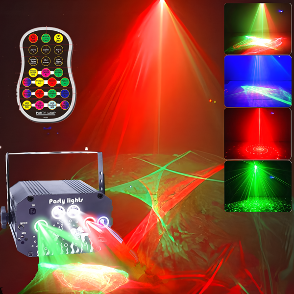 Luces de fiesta de DJ, efectos de luces del norte, luces de escenario 3 en 1 RGB activadas por sonido, luces estroboscópicas disco con control remoto para espectáculos musicales, fiestas familiares, cumpleaños, Halloween, karaoke, club, discoteca, decoración y ambiente