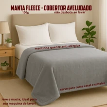 Warm Microfiber Fleece Blanket 1.88x1.38 Double And Single Bed - Various Colors - Grey - View 2