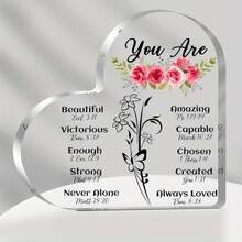 1 Pieza, regalo de mujer, regalo inspirador, regalo religioso, regalo espiritual poesía conmemorativa, placa acrílica en forma de corazón para madres navidad Christmas regalo especial navideño inspirador madre decoración festiva - 1 - Ver 2