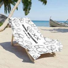 1 pièce Serviette de plage surdimensionnée respirante à motif bande dessinée noir et blanc, serviette enveloppante, serviette de bain douce et légère à séchage rapide, serviette très absorbante pour les voyages d'été, les vacances, la décoration de salle de bain, les essentiels de plage