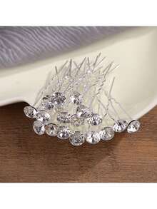 20 Pieces Of Women's New Handmade Diamond Inlaid Bridal Headwear, Fork Hairpin, U-Shaped Coiled Hair, Wedding Hairpin Headwear, Daily Simple And Versatile, Wedding And School Season Headwear, Ball Head Set Valentine's Day Accessories