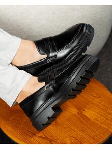 Men's Casual Loafer Shoes Stitched Piettro Work Events Comfortable - Black - View 7