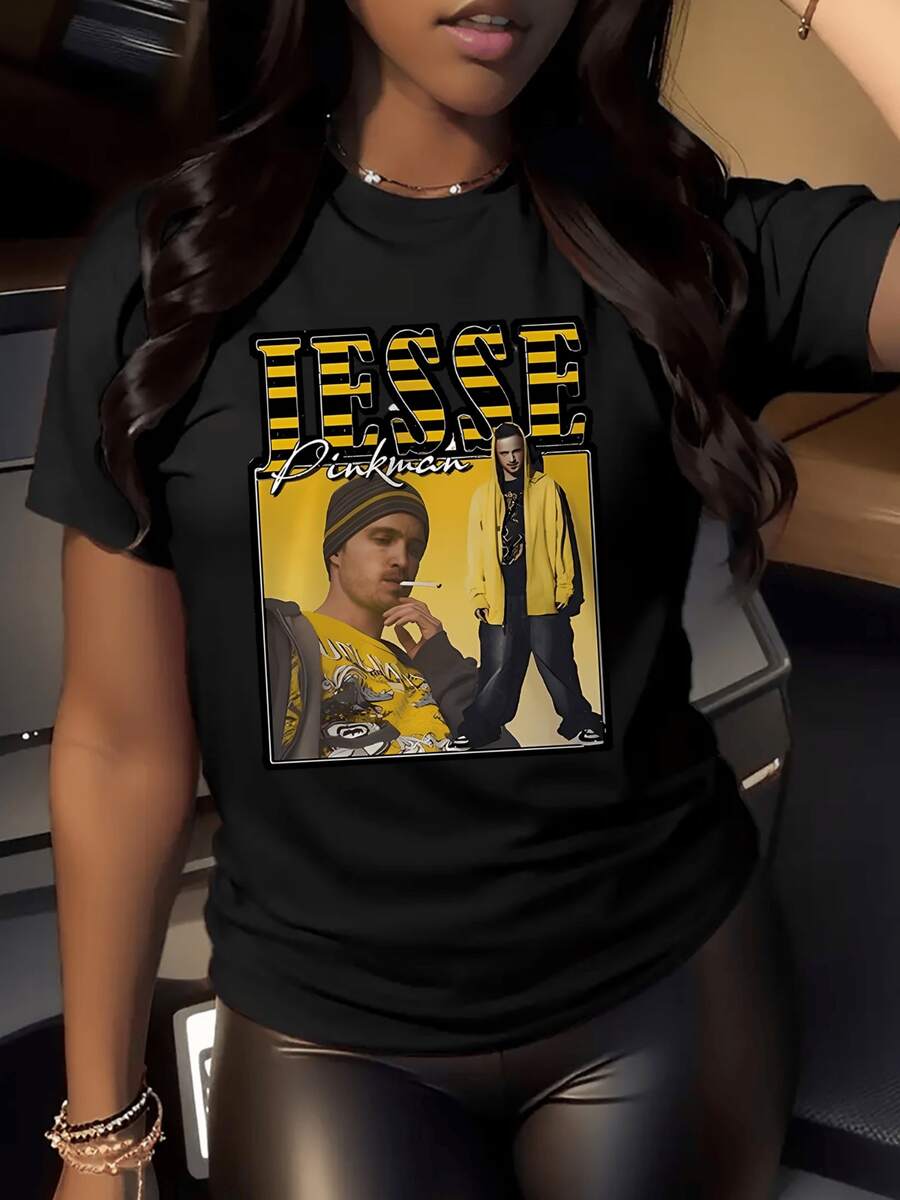 Jesse Pinkman T Shirt Breaking Bad Theme Women'sT Shirt Vintage - màu đen - Xem 1