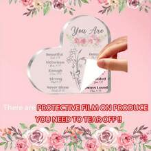 1 Pieza, regalo de mujer, regalo inspirador, regalo religioso, regalo espiritual poesía conmemorativa, placa acrílica en forma de corazón para madres navidad Christmas regalo especial navideño inspirador madre decoración festiva - 1 - Ver 5