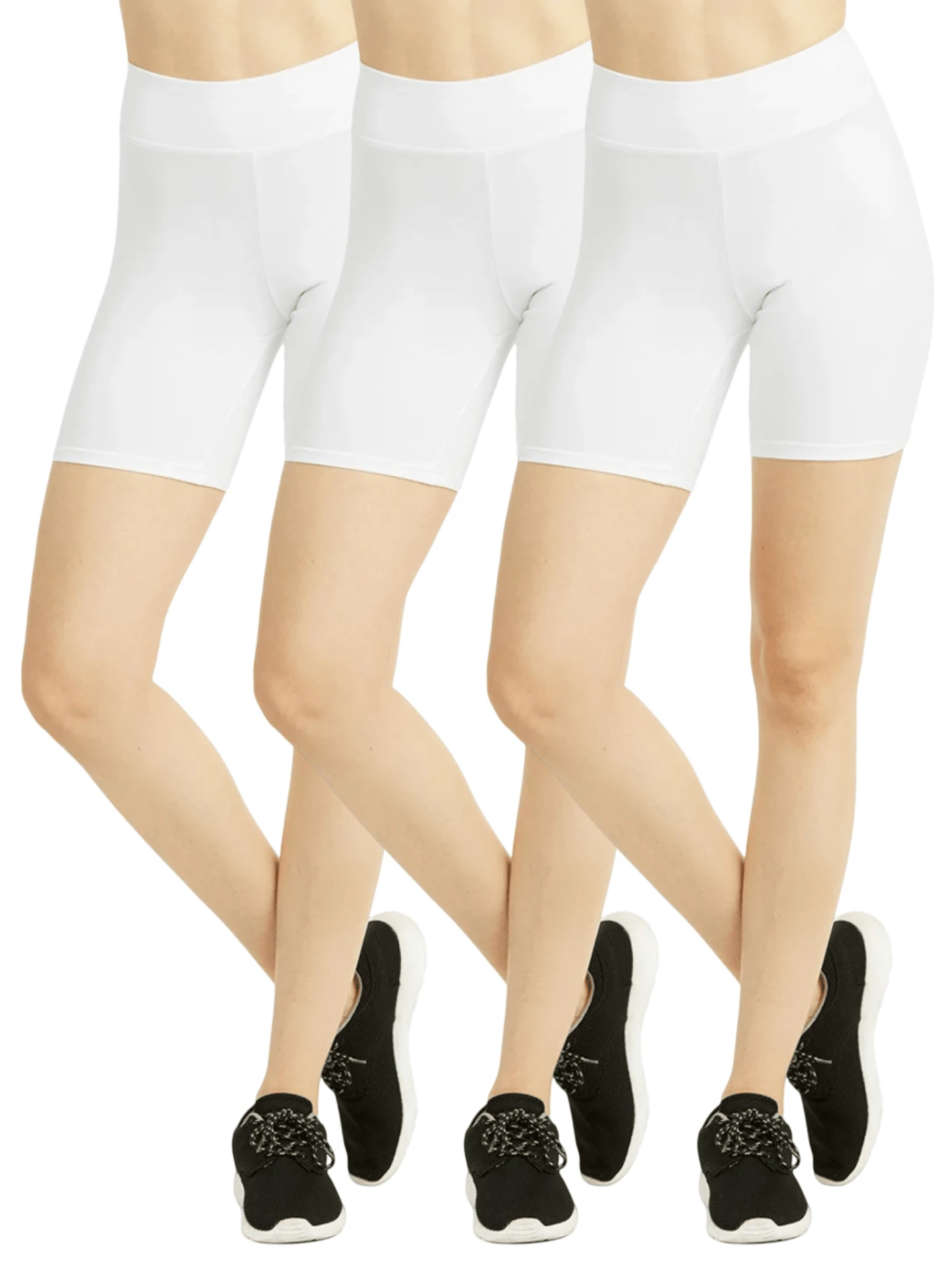 3 Pack Women's 5'' High Waist Cotton Biker Shorts Leggings Regular Size, High Waisted Biker Leggings Shorts, Women's No See-Through Athletic Workout Running Cycling Volleyball Yoga Shorts, Tummy Control Activewear Shapewear - 白色 - 查看 1