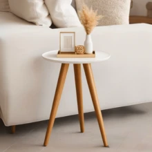 Mesinha De Centro Lateral Redonda Pé Palito Pequena Moderna Decorativa P/ Sofá Sala Quarto Cabeceira