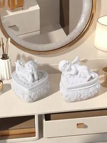 1 件复古天使烛台，北欧风格家居装饰桌面收纳装饰品树脂工艺品 - 彩色 - 查看 2