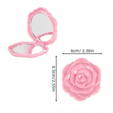 1 peça/5 peças/10 peças/cor aleatória/espelho compacto rosa, mini espelho de maquiagem de viagem de plástico, espelho dobrável portátil, presente de madrinha feito à mão em formato de rosa, para festas de casamento femininas, aniversários