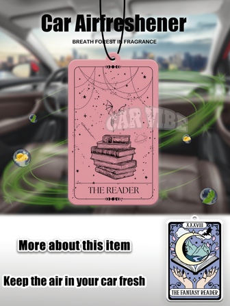 Pink Card Dragon Books ONYX STORM /Fourth Wing 'The Reader' Design , Flower Scented ,Car Air Freshener And Rearview Mirror Decoration - Long-Lasting Fragrance For A Fresh And Inviting Car Interior,Idea Funny Gift For Friends