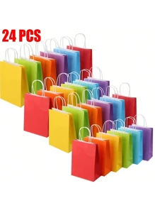 6/12/24 Peças Sacolas de Presente Coloridas para Festa com Alças, Duráveis, Fashionáveis, Multicoloridas, Adequadas para Lembrancinhas de Festa, Artesanato e Presentes, Comemorações de Aniversário, Casamento e Feriados (Cores Mistas Aleatoriamente)