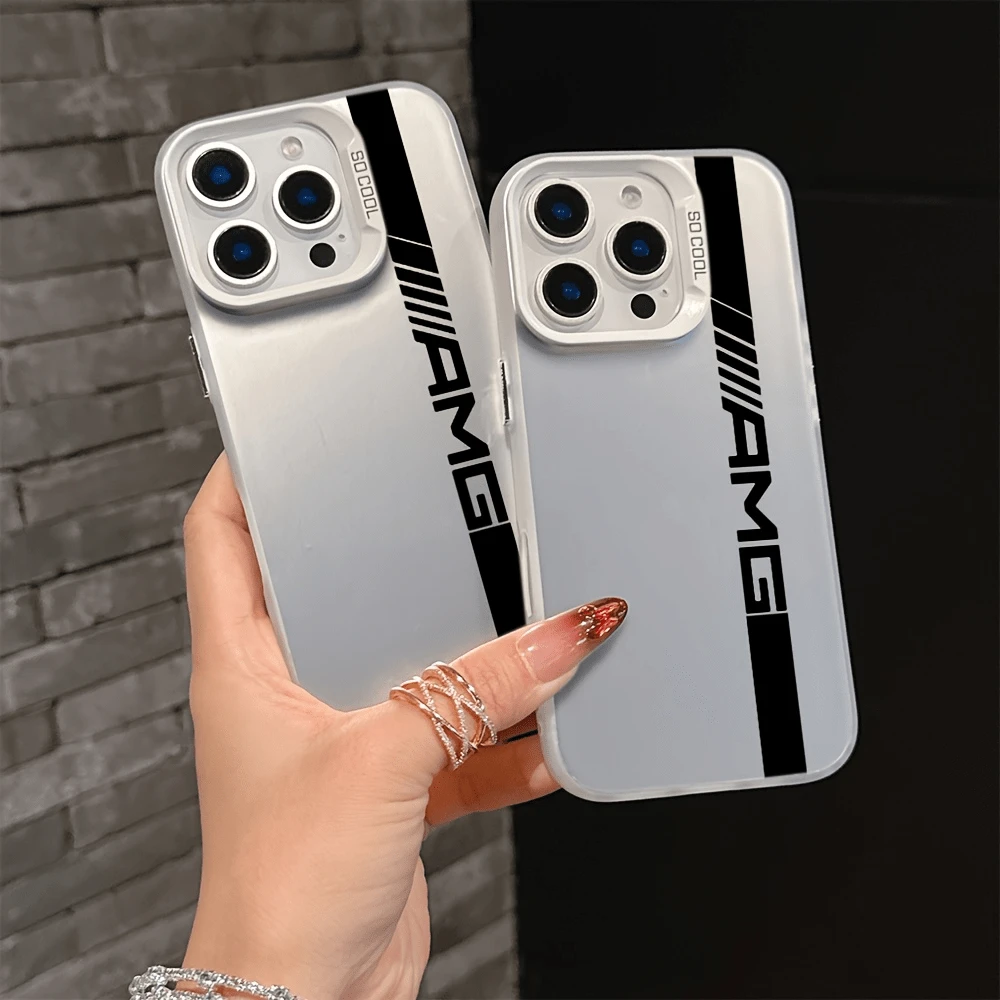 AMG-Designed Sports Performance Phone Case For IP 16, 15, 14, 13, 12, 11 Pro Max, X, XR, XS Max, 8 And 7 Plus Models, With Matte Anti-Drop Back Cover - 銀色 - 查看 1