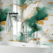 1 Roll Marble Pattern Contact Paper, Glossy Vinyl Self-Adhesive Waterproof Countertop Decorative Wallpaper, Removable Granite Backsplash Sticker, Suitable For Home Decor Kitchen Accessories Kitchen Room Decor Wall Decor Wall Paper Wall Stickers Kitchen Decor - Cadet Blue - View 7