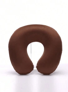 1 pieza Almohada de viaje, almohada de cuello, almohada de avión, almohada de viaje para coche, hogar u oficina, almohada de cuello para vuelo con botón a presión y funda suave, almohada de cuello en forma de U portátil para estudiantes y adultos, que soporta el cuello y protege la columna vertebral cervical mientras se estudia o se viaja en coche, oficina u otra bolsa de viaje para accesorios escolares