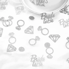 100Pcs/Set Rose Gold Bride To Be Confetti Silver Diamond Ring Heart Paper Confetti Bachelorette Wedding Bride Shower Party Table Decoration Supplies