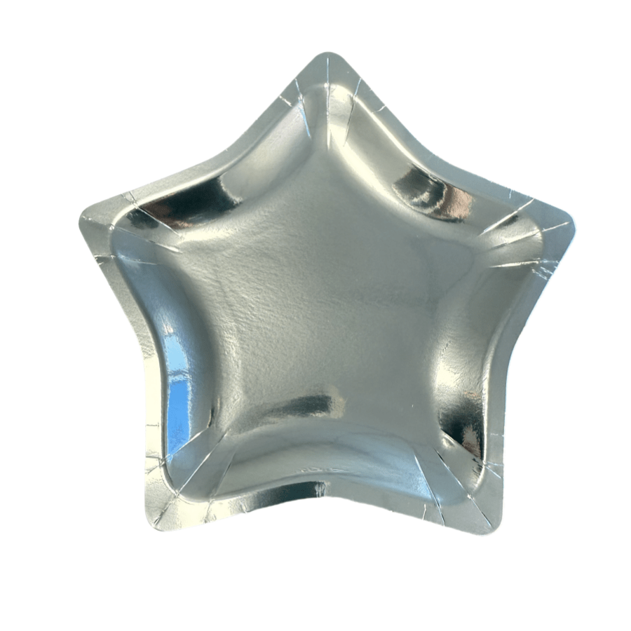 10 件圣诞节和新年金色和银色五角星一次性纸盘，不对称星形，适用于生日派对装饰 - 多色 - 查看 5