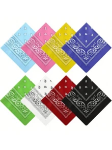 1/2/3 件装棉质佩斯利花纹头巾/口罩/头巾/头饰 - 彩色 - 查看 3