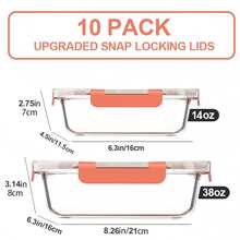 10/2 Pc Orange Glass Food Storage Container Lid, Airtight Glass Meal Preparation Container, Reusable Food Container With Leak-Proof Latch Lid, Suitable For Leftovers, Takeout, Oven, Microwave, Refrigerator, Frozen Lunch Container - Orange - View 2