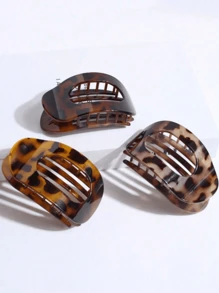 1/3 New Leopard Flat Round Hair Clips, Valentine's Day Halloween Women's Special, Large Alligator Clips, Simple Party Fashion Hair Accessories