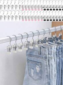 20Pcs,Simple Stainless Steel Hook Clip, Stainless Steel Clothes Clip,Clothes Hooks,Multifunctional Single Hook Clip For Pants, Skirts, Room Decoration Stuff,Organization And Storage,Drying Windproof Hook Clip, Household Space Saving Organizer For Bedroom, Closet, Wardrobe, Home, Dorm