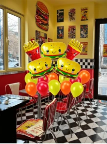 18 Unidades Balões de Látex Coloridos em Tema de Hambúrguer, Batata Frita, Alumínio, Adequado para Decoração de Tema, Festa de Aniversário, Decoração de Festival de Aniversário, Decoração de Bottom Interno, Balão Prop de Foto