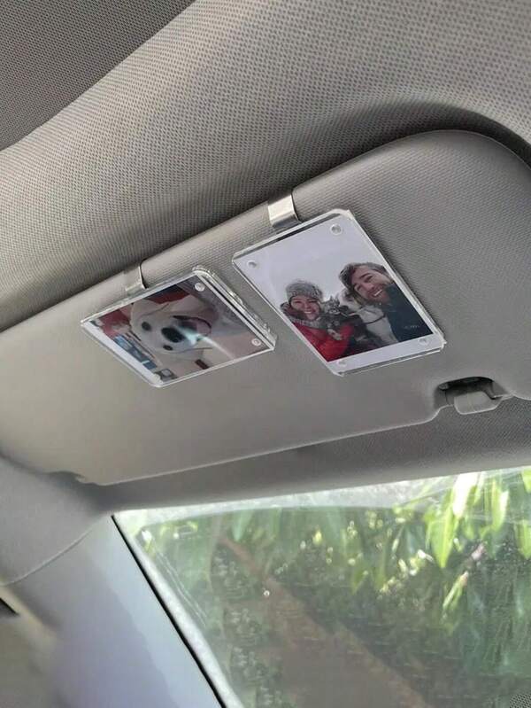 1 Piece Photo Car Sun Visor Clip, Magnetic Sun Visor Clip, Photo Car Decoration, Acrylic Car Sun Visor Photo Holder - DIY Photo Frames, Perfect For Couple & Pet Souvenirs, Couple Gifts, Valentine's Day Gifts, Wallet Photo Holders
