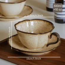 浓缩咖啡杯碟套装，复古风格手工陶瓷杯 150 毫升，重返校园