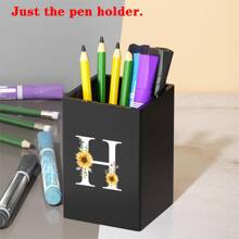 Praktischer acrylischer Stifthalter, Stiftbecher, minimalistischer Stiftehalter mit Namensschrift-Muster, multifunktionaler Schreibtischorganizer, Make-up Pinsel Aufbewahrung, stabile Bürozubehör, modernes Design, Studiendekoration