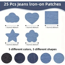 New Irregular Denim Ironing Patch,5 Colors (Blue) Clothing Patches,Heart,Square,Star,Flower And Cloud Patterns,Used For Repairing Clothes And Clothing Decoration,Strong Adhesive,Durable Fabric,Easy To Stick,Suitable For Clothes,Jeans,Jackets,Bags,Hats,Home Decoration