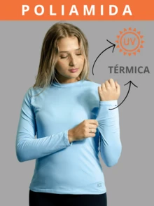 Women's Polyamide Thermal Shirt UV+50 Sun Protection Long Sleeve Second Skin Shirt Winter And Summer - 淺藍色 - 查看 4