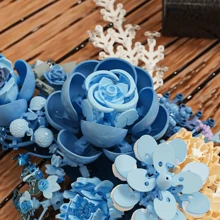 Set de juguete de bloques de construcción con diseño de flor de luna para decoración del hogar, decoración de arte de pared 3D creativa, hermoso set de bloques de construcción en forma de ramo, regalo de cumpleaños o festival divertido de ensamblaje DIY con pequeñas piezas para el Día de San Valentín