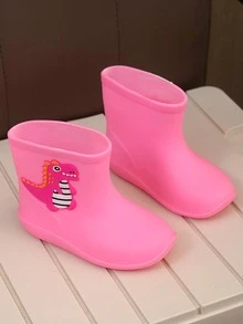儿童鞋儿童卡通雨靴时尚橡胶儿童雨靴防水高帮雨鞋防水涉水鞋 - 粉色 - 查看 2