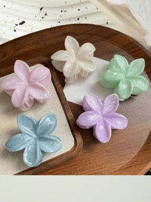 3pcs/5pcs Solid Color Marble Texture Flower Hair Clips, Suitable For Holiday, Party, And Everyday Wear, For Those With Thin Hair Hair Claws Claw Clips Hair Jaw Clip Hair Clamps Hair Clutch Hair Catcher Clip Hair Accessories