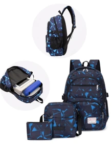 3-Piece Classic Backpack Sets With Large Capacity, Fashion & Minimalist Designed, Suitable For School, Travel, Various Occasions