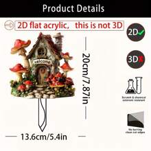 2D flache, nicht 3D Acryl Pilzhaus Garten Schild - Toll für Außen, Rasen, Topfpflanzen und Terrassen Dekoration | Ideales Geschenk und Zubehör | Kratzfest, wasserbeständig | Für alle Jahreszeiten