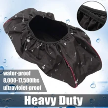 Black Thick Waterproof Soft Winch Dust Capstan Cover 600D Driver Recovery 8000-17500 Lbs Trailer SUV Universal - A - View 5