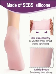 2 Stücke Peeling & feuchtigkeitsspendende Socken zum Schutz vor Fersenspalten, Hautpflege-Geleinlegesohlen-Fußmasken-Socken für den Strand, elastische Kurzsocken mit Silikongel