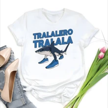 YOKASA Camiseta de mujer con estampado de letras de dibujos animados - Blanco-ZM215 - Ver 2