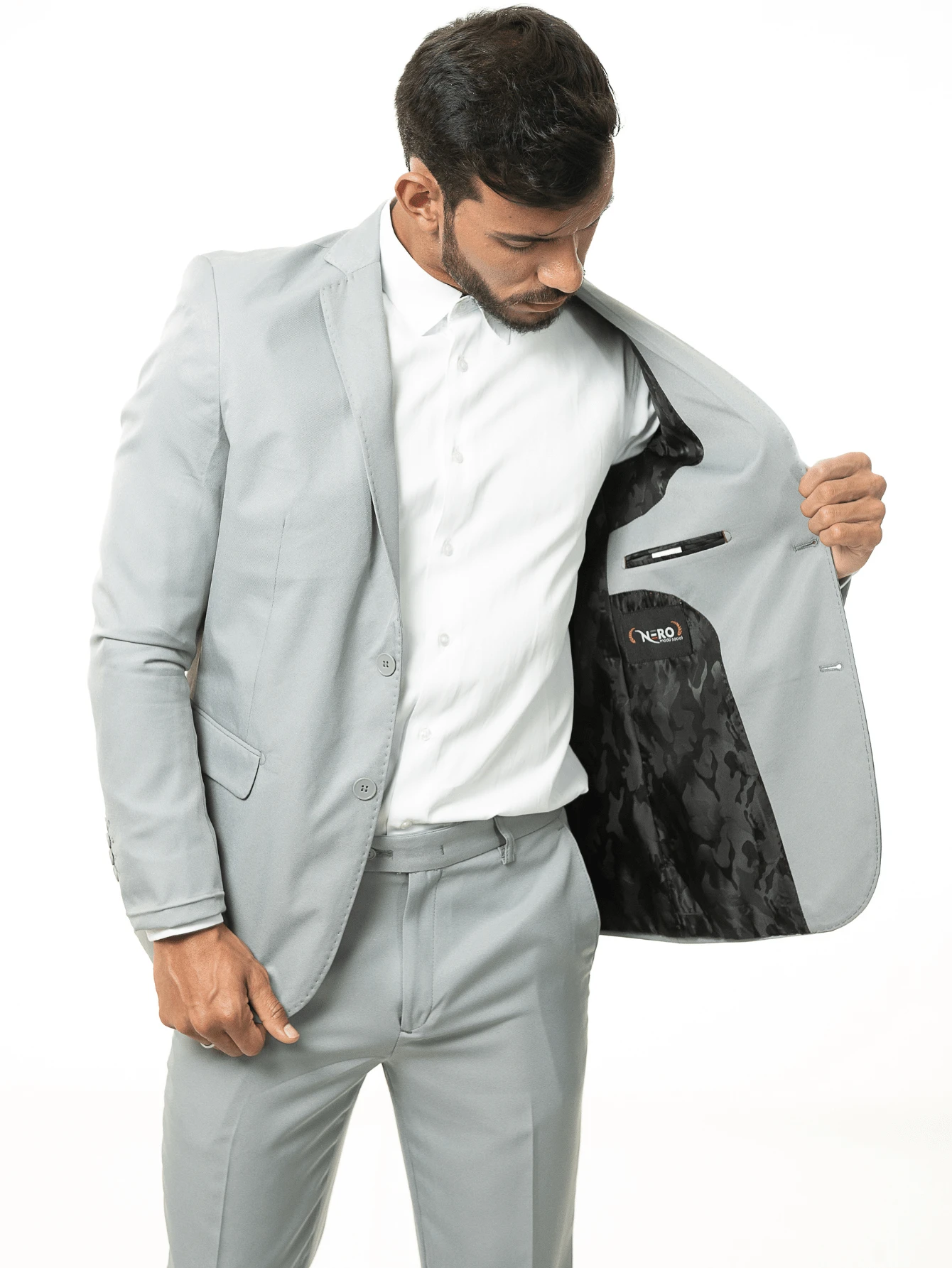 Men's Formal Suit Microfiber Gabardine Premium Promotion - Light Grey - View 1