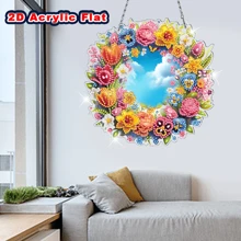 2D FLACH Sondergform Kristall Diamant eingebettetes Kunstwerk Dekor Set, einseitig Kranz Thema Dekorationen, Acryl Heim Dekor Anzeige Schild, Handwerkskunst, Feiertagsgeschenke, geeignet für Schlafzimmer, Büro, Wohnzimmer, Arbeitszimmer