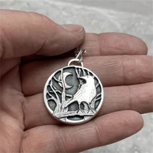 1 件复古睡狐与月亮吊坠项链，可爱森林主题珠宝配饰，适合女性、时尚和派对