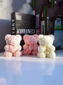 1 Stück Süß Herz-Bär & Rosen-Bär Serie Wachsform, handgefertigte Dekoration Geschenke zum Valentinstag, geeignet für DIY Gips, Harz, Kerzenherstellung Silikonformen