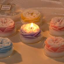 1 Pc Rose Flower Shaped Scented Candle,Handmade Aroma Soy Wax Decorative Candle For Table Photo Prop Birthday Gift,Prefect For Meditation Stress Relief Mood Boosting Bath Yoga