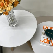 Set Of 2 Side Tables With 35 Cm Top Decoration Ornament Bedroom Event Living Room Office - 白色 - 查看 2