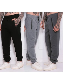 Kit 2 peça de calça moletom com lã masculino 3 cores aleatório 2 peça