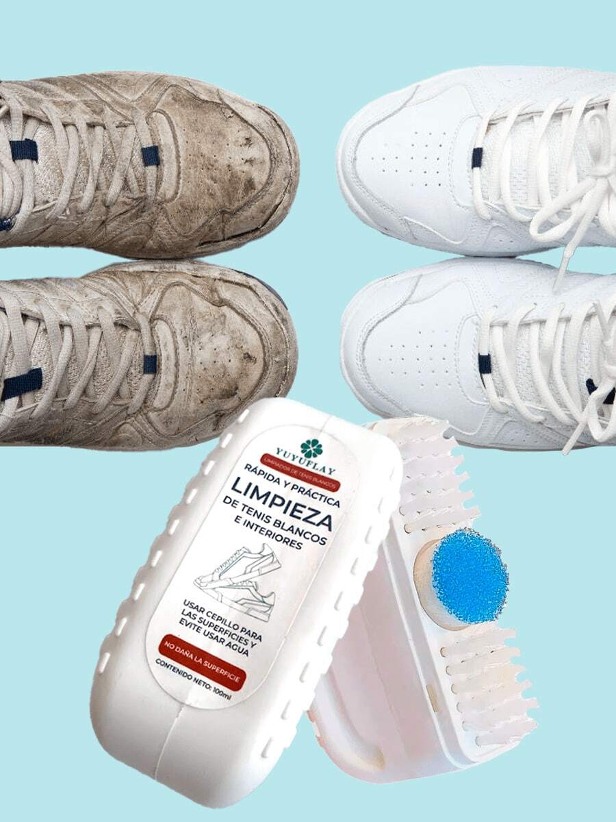 Lavado En Seco De Tenis Blanco Limpiador Con Cepillo Exterio E Interior Del Calzado - Blanco - Ver 1