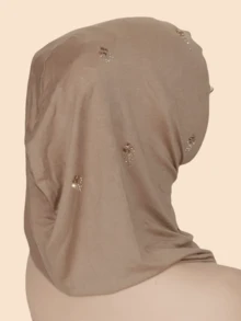 1 件女士丝滑弹力便捷头巾帽，优雅水晶点缀时尚风格，适合马来西亚和中东 - 滿天星頭套 - 查看 3