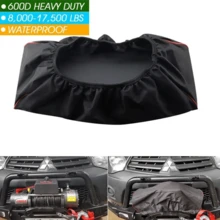 Black Thick Waterproof Soft Winch Dust Capstan Cover 600D Driver Recovery 8000-17500 Lbs Trailer SUV Universal - A - View 3